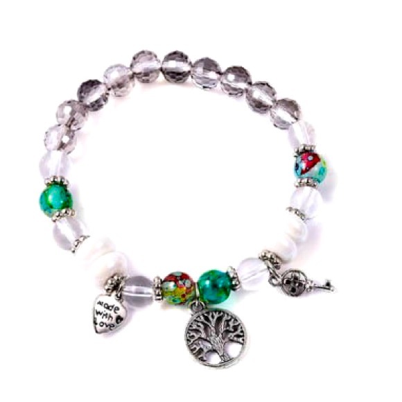 Sold Blue Howlite, Multi Bead Stretch Charm Bracelet - Picture 5 of 8